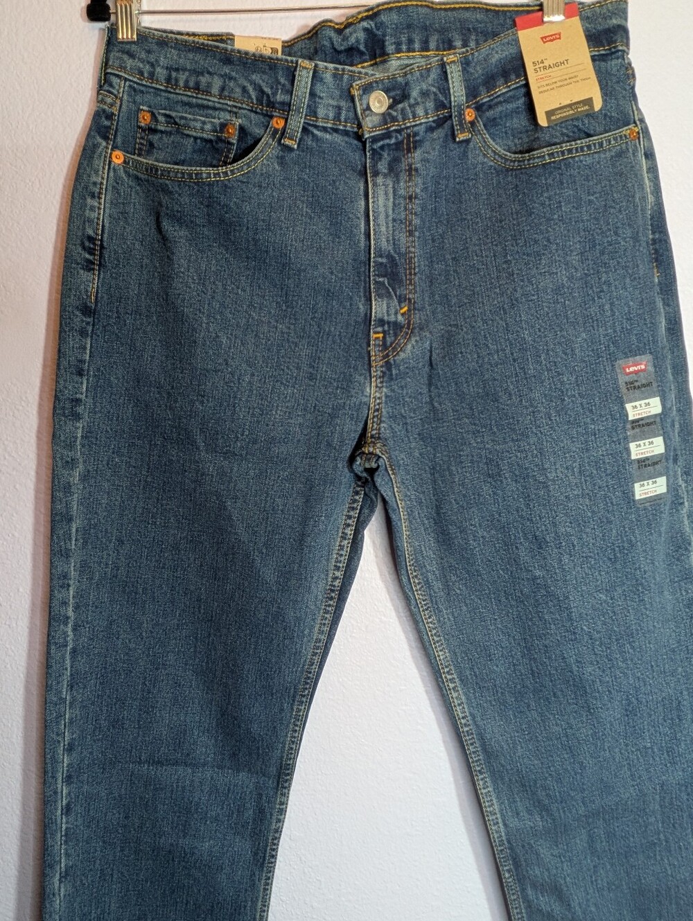 NWT Levi's 514 Straight Fit Stretch Jeans Blue 36x36